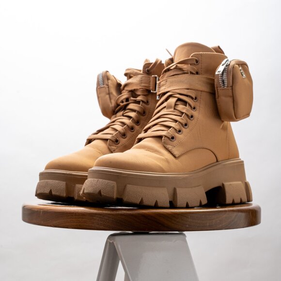 Steve Madden Tanker-P chunky lace up boots in sand. Womens Size 7 - Picture 7 of 8